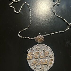 Silver and mossanite 'Self Made' Pendant Necklace